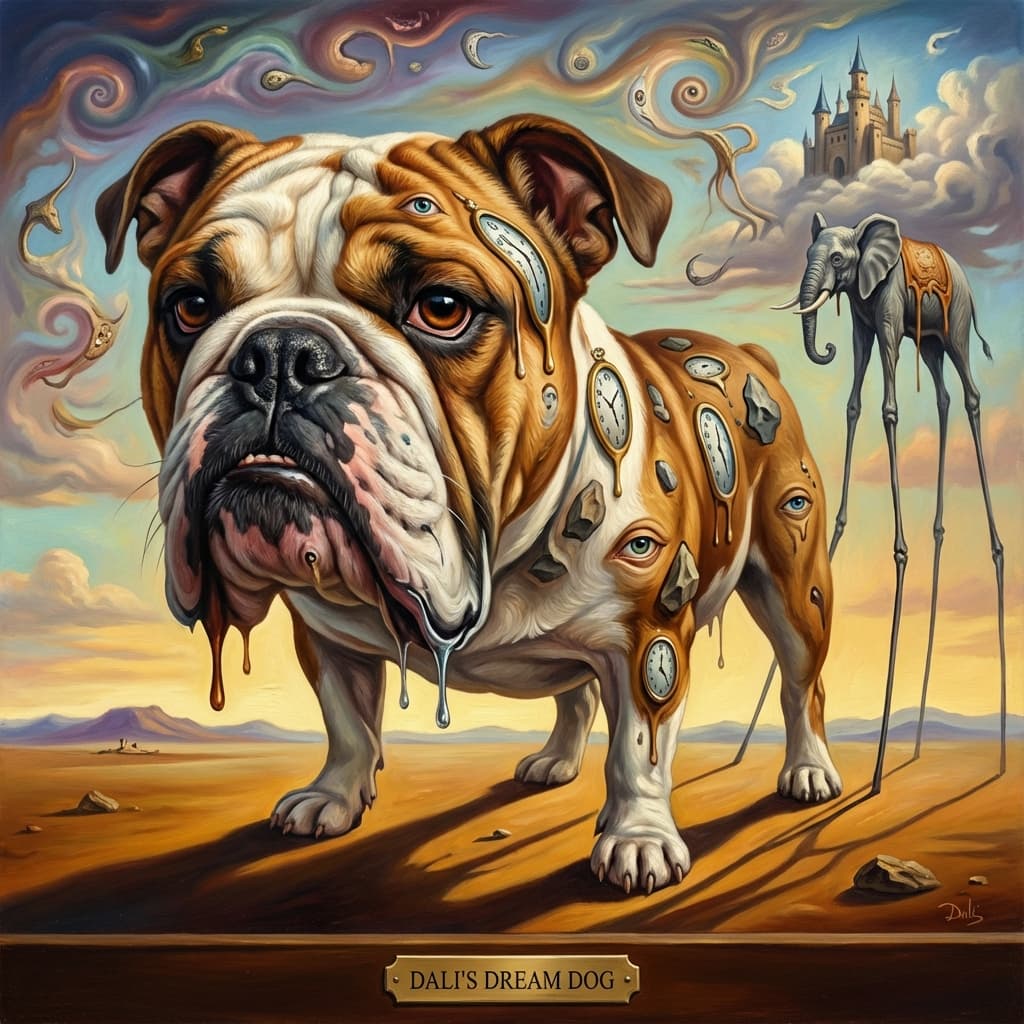 English Bulldog in Dali style