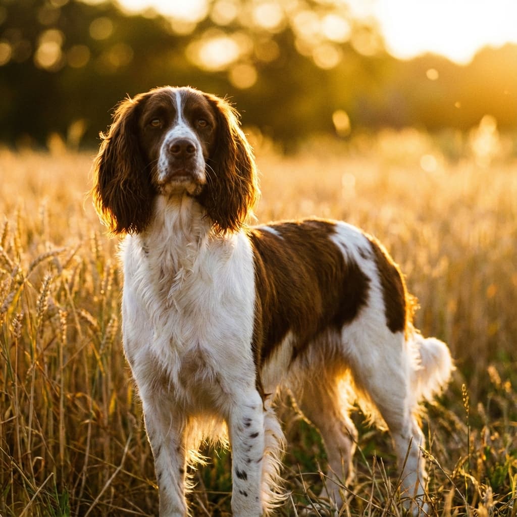 English Springer Spaniel in Golden Hour Field style
