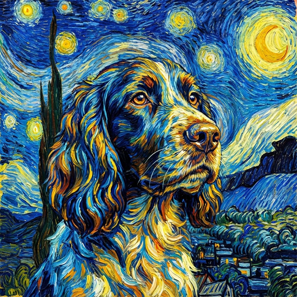 English Springer Spaniel in Van Gogh style