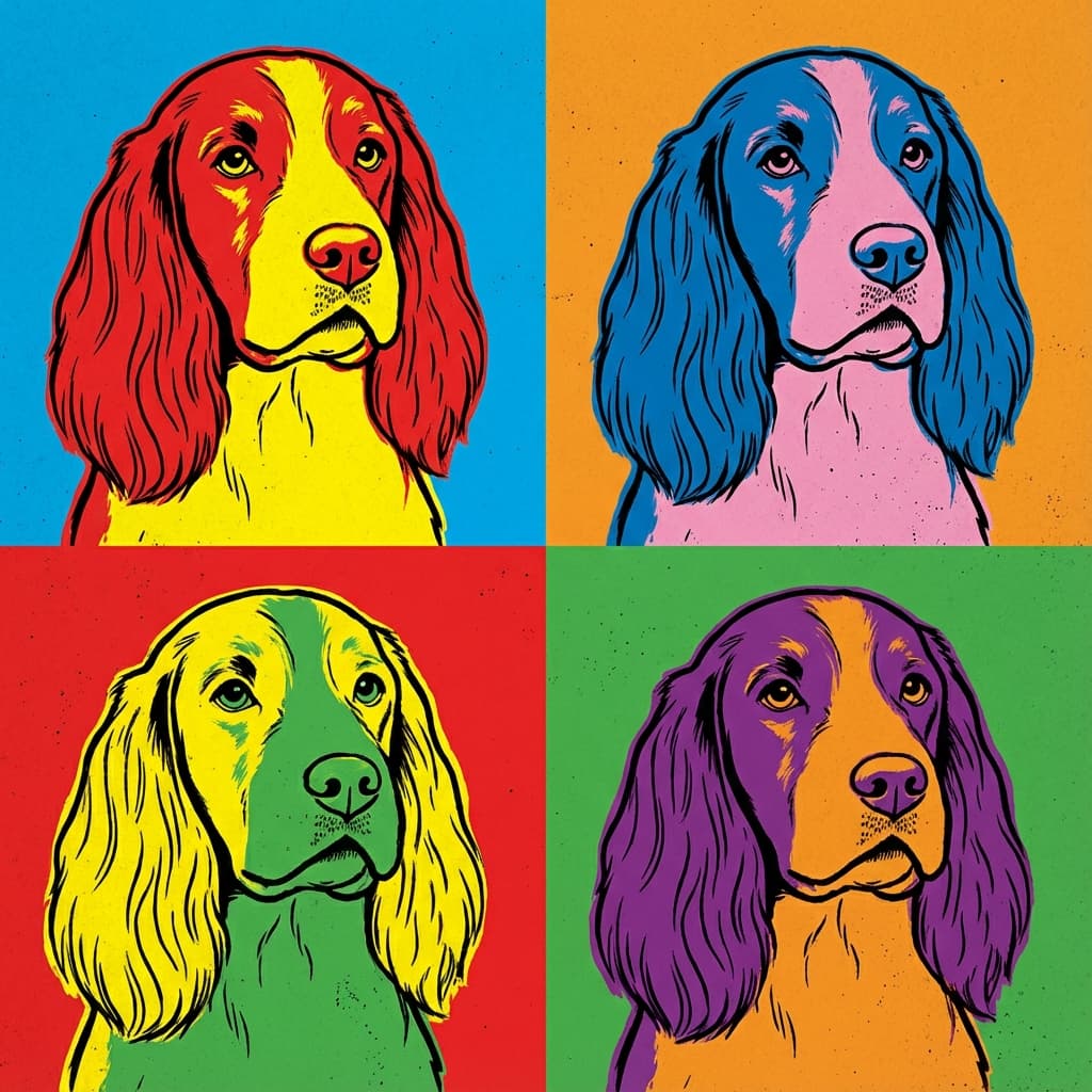 English Springer Spaniel in Warhol style