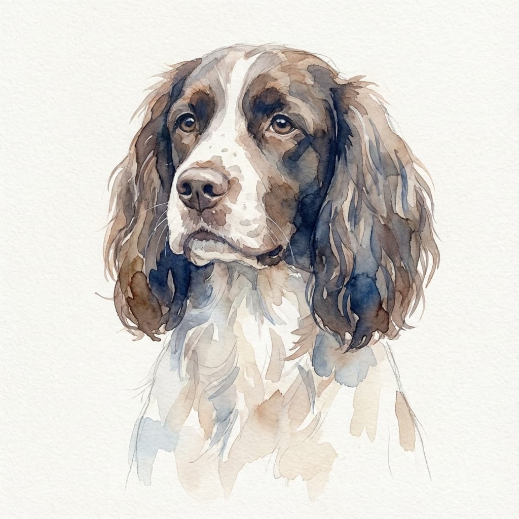 English Springer Spaniel in Watercolor style