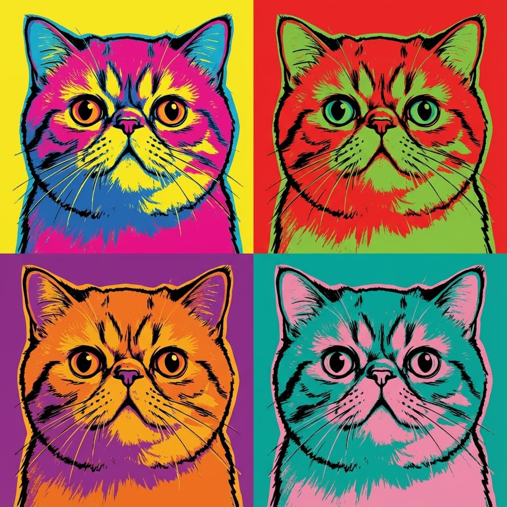 Exotic Shorthair in Warhol style