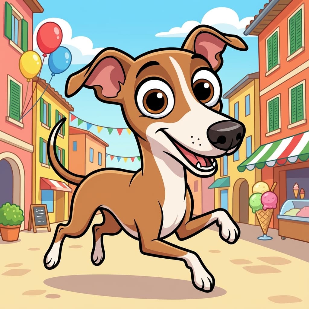 Italian Greyhound in Cartoon style