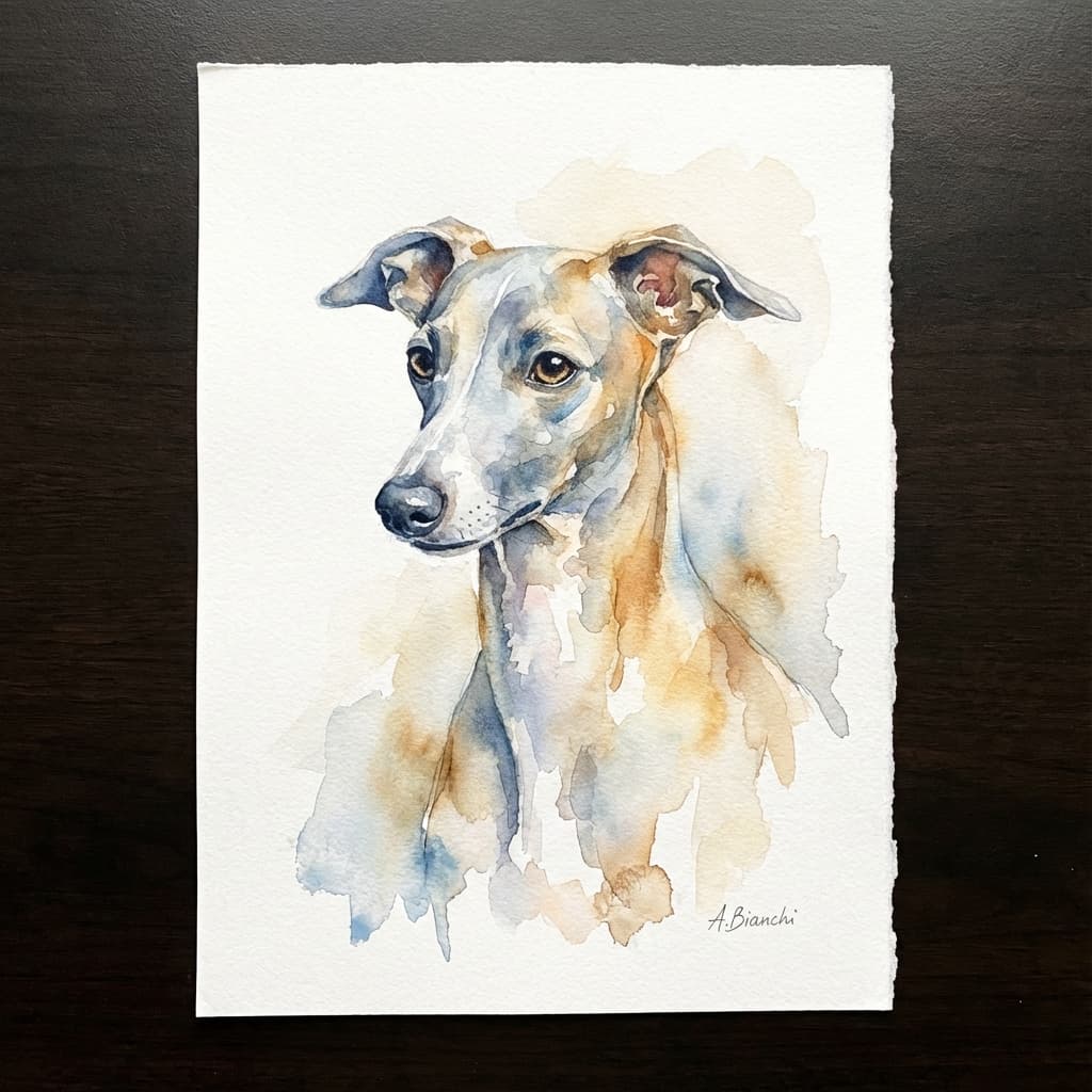 Italian Greyhound in Watercolor style