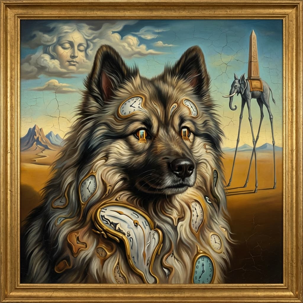 Keeshond in Dali style