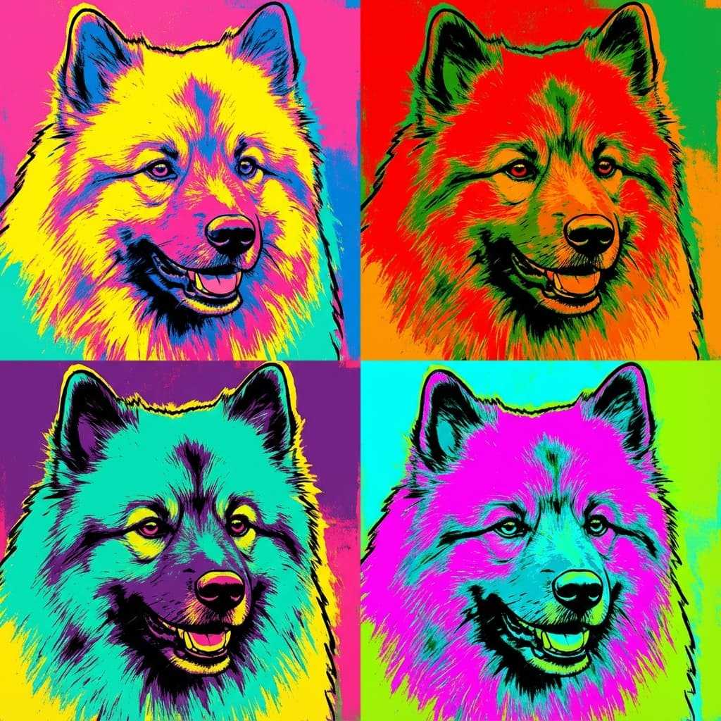 Keeshond in Warhol style