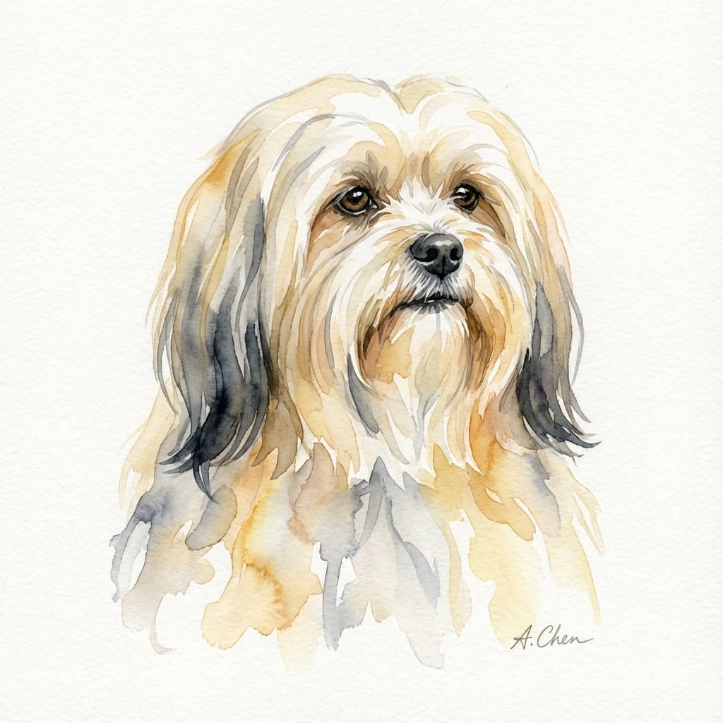 Lhasa Apso in Watercolor style