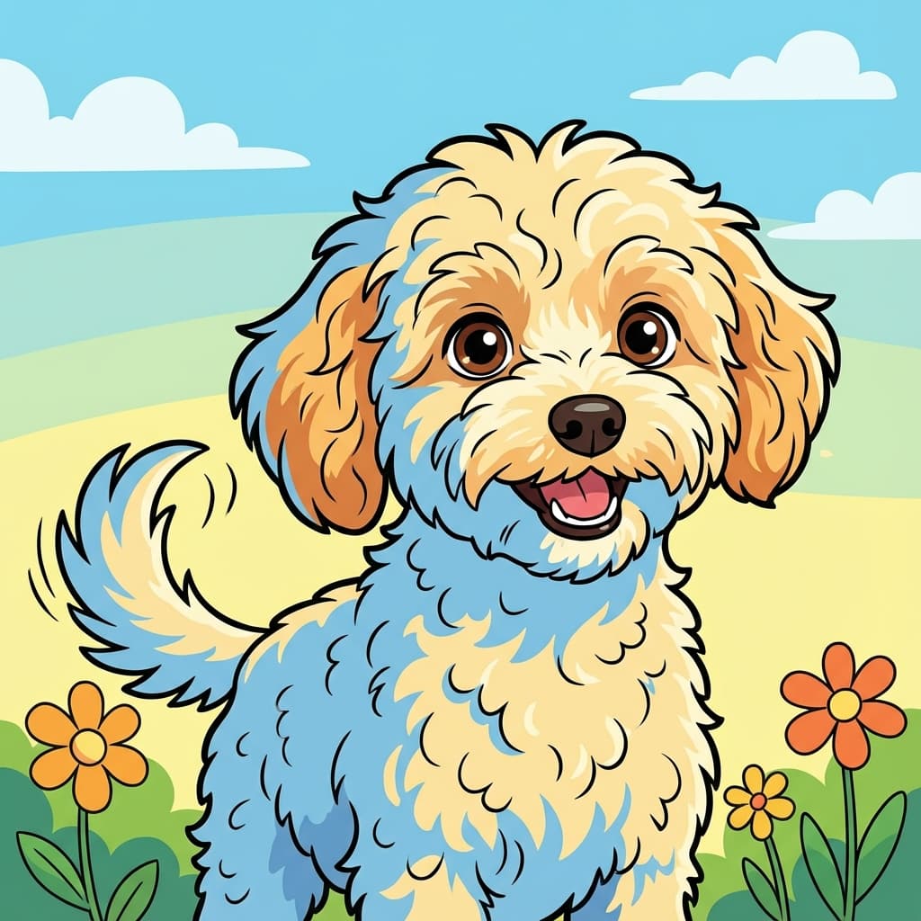 Maltipoo in Cartoon style