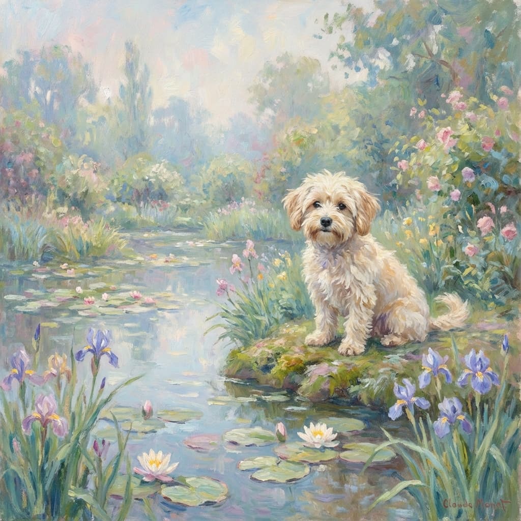 Maltipoo in Monet style