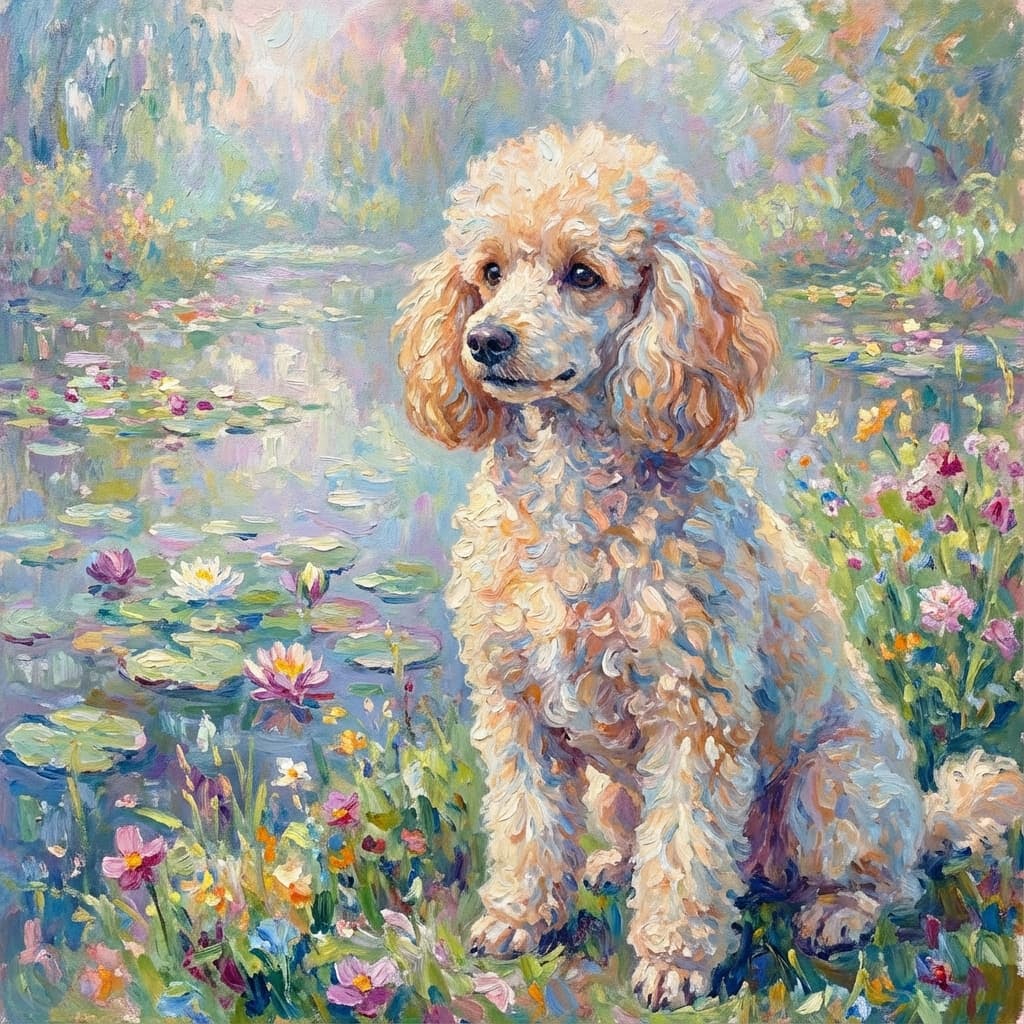 Miniature Poodle in Monet style