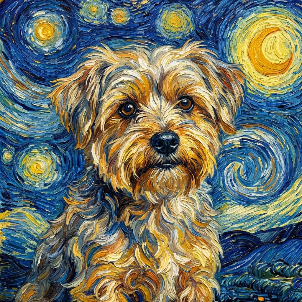Morkie in Van Gogh style