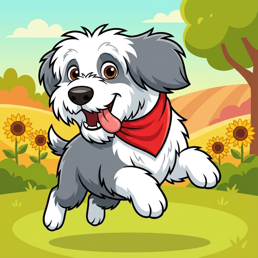 Old English Sheepdog in Cartoon style