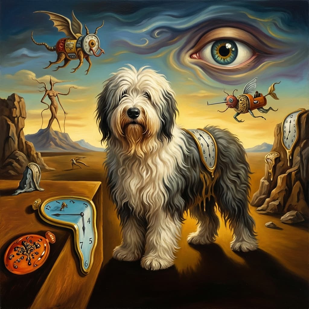 Old English Sheepdog in Dali style