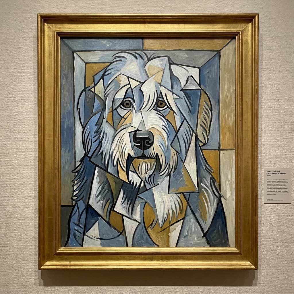 Old English Sheepdog in Picasso style