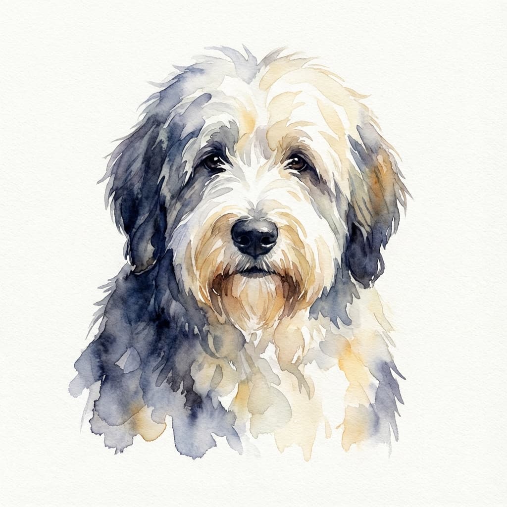 Old English Sheepdog in Watercolor style