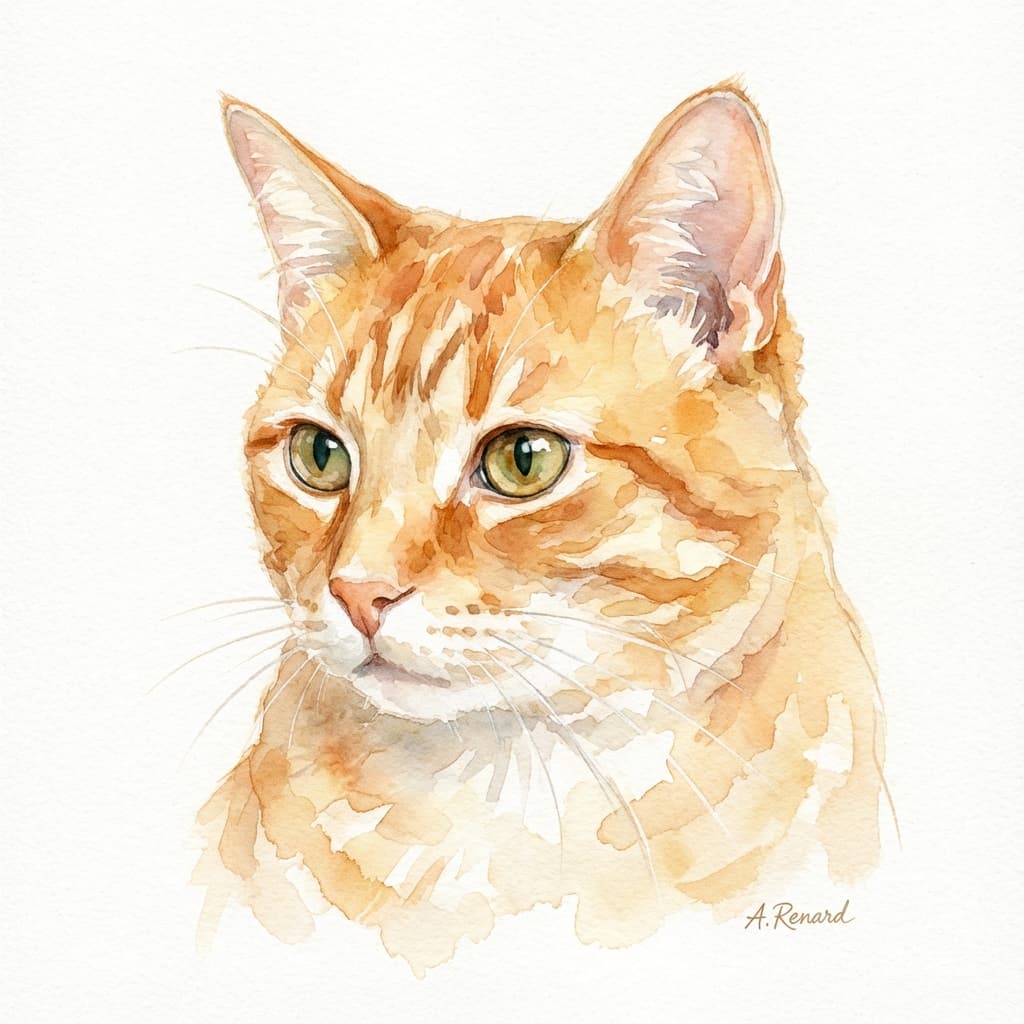 Orange Tabby in Watercolor style