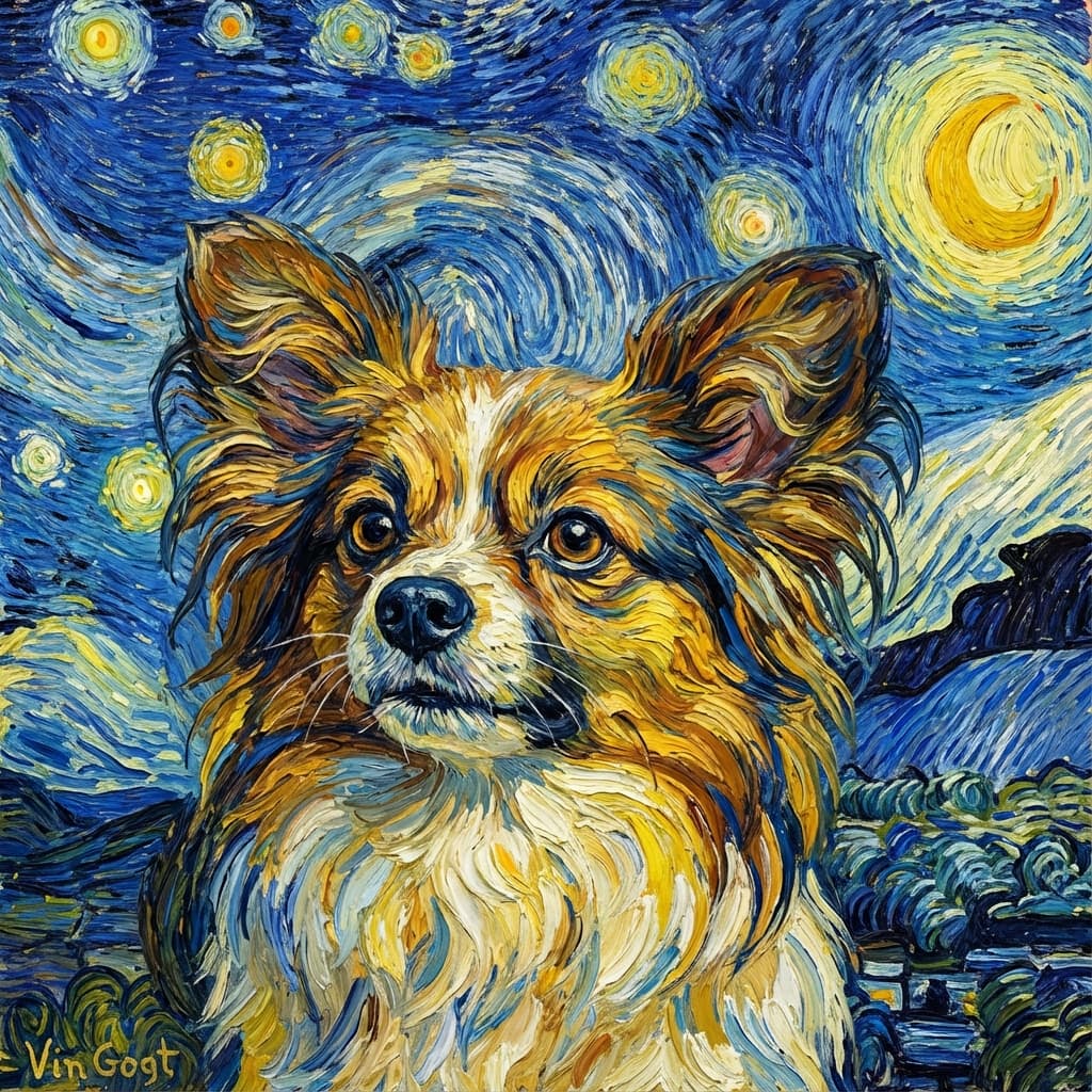 Papillon in Van Gogh style