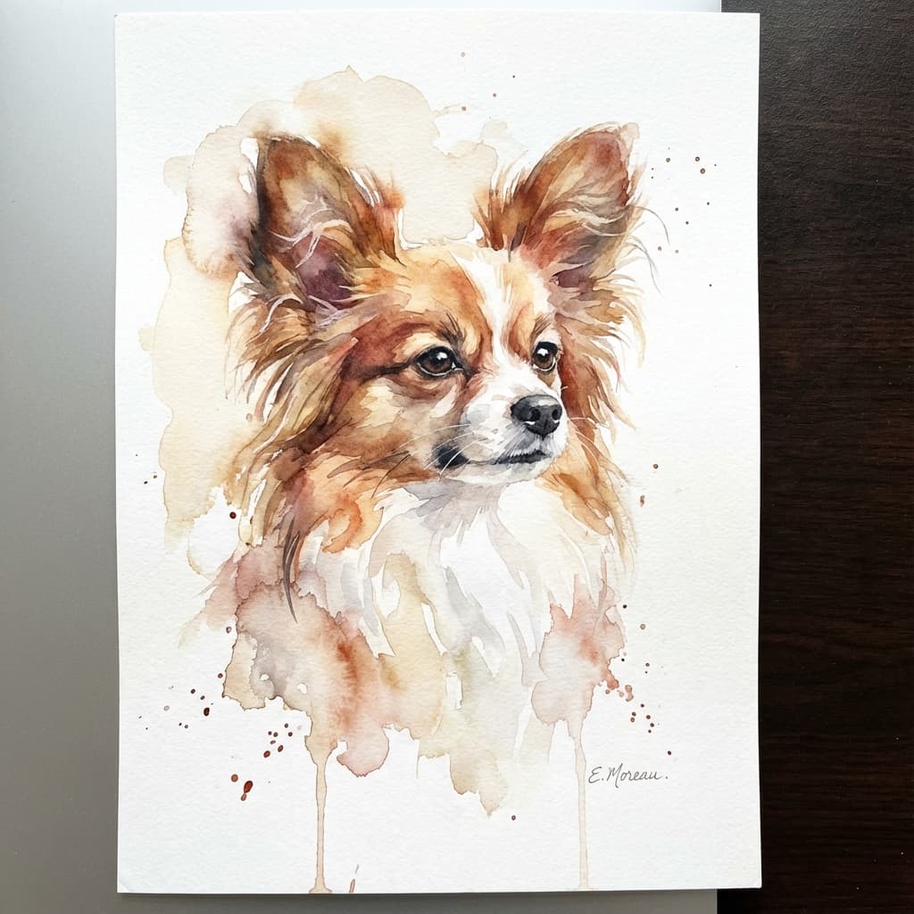 Papillon in Watercolor style