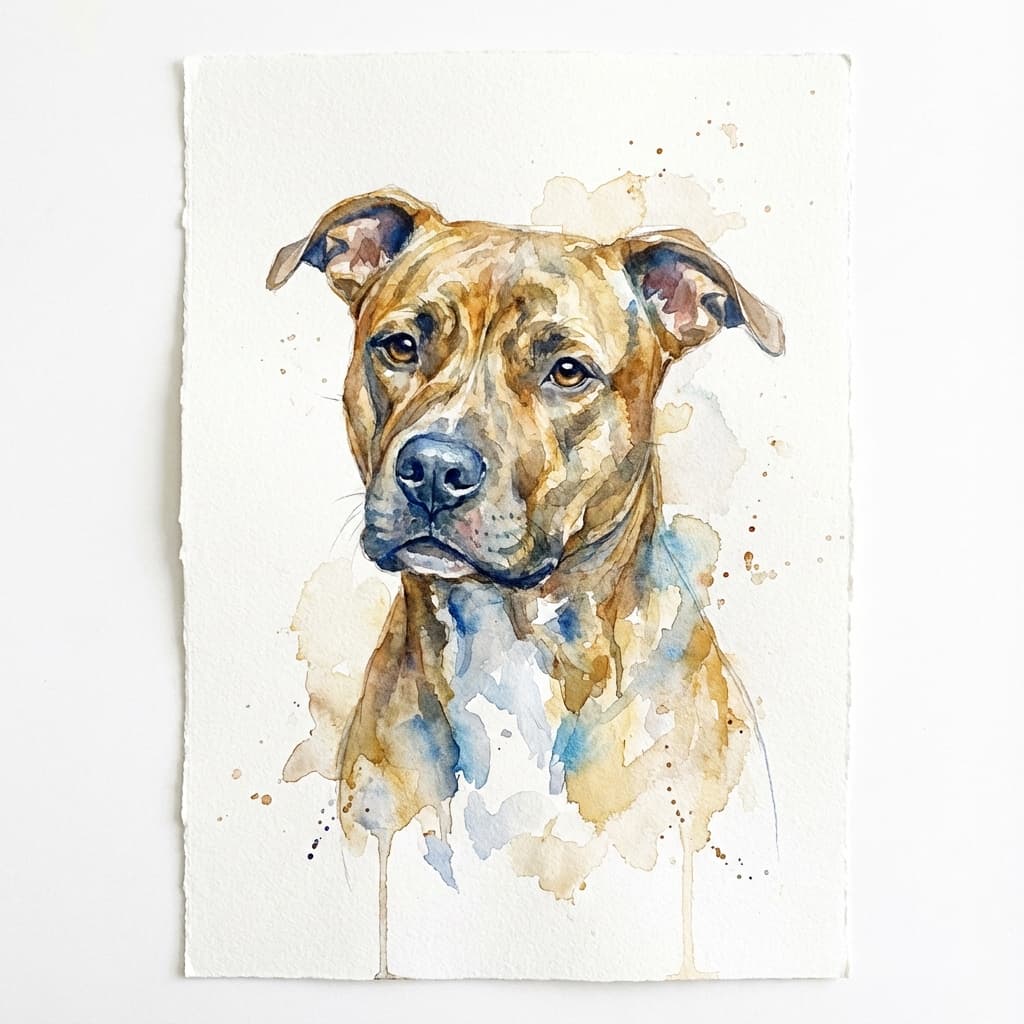 Pit Bull in Watercolor style