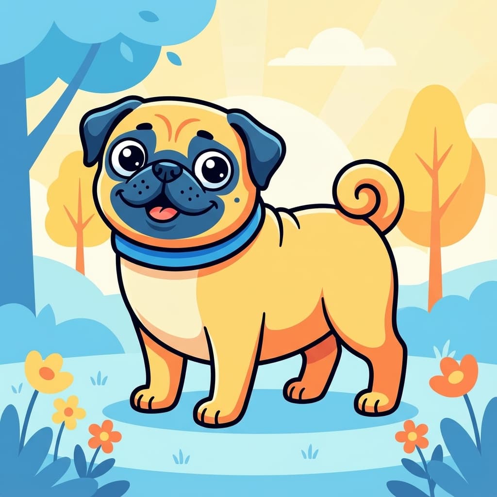 Pug in Cartoon style