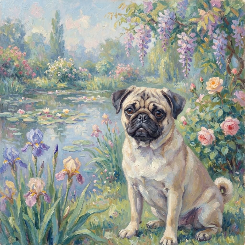 Pug in Monet style