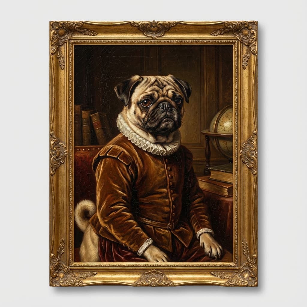 Pug in Renaissance style
