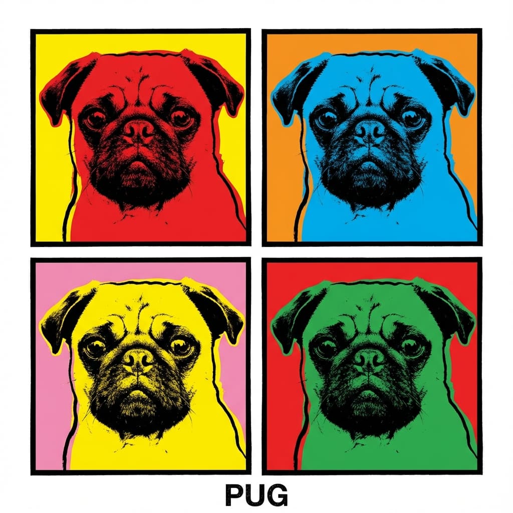 Pug in Warhol style