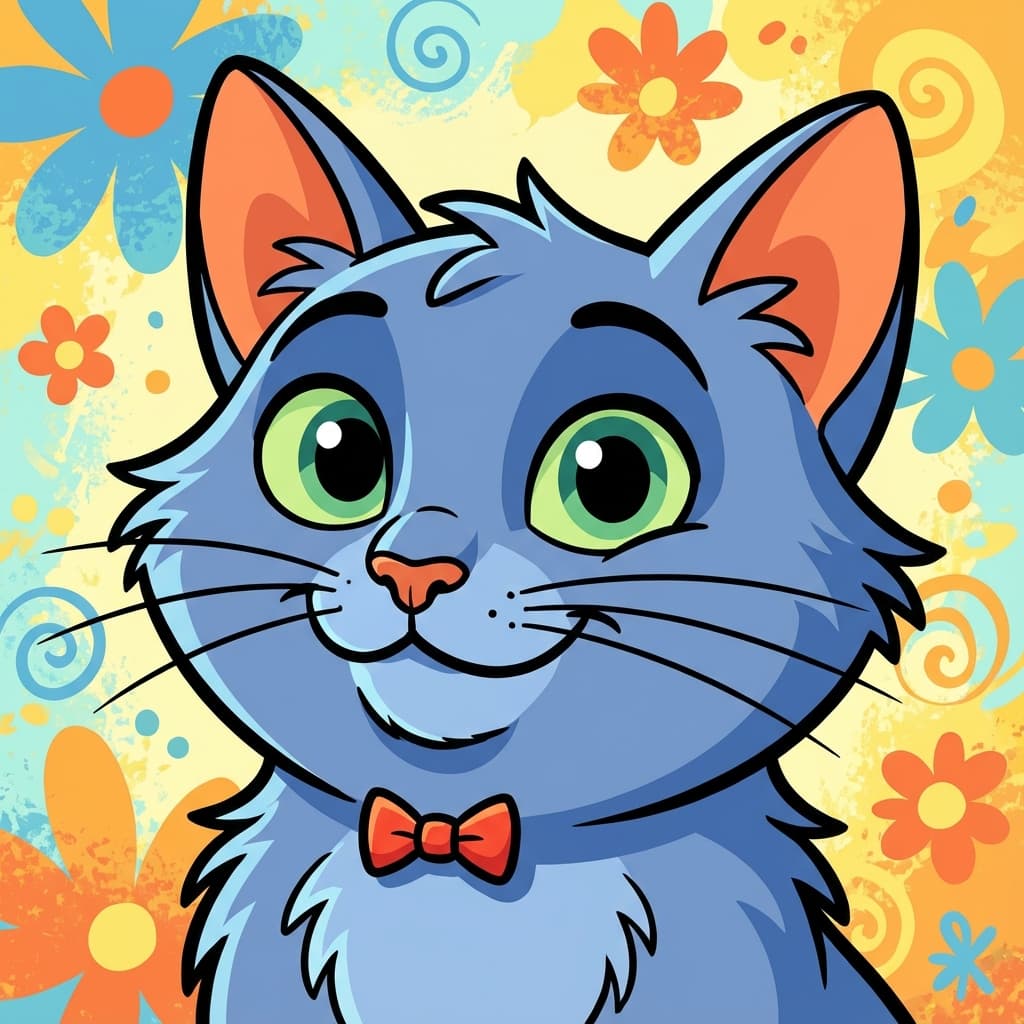 Russian Blue in Cartoon style