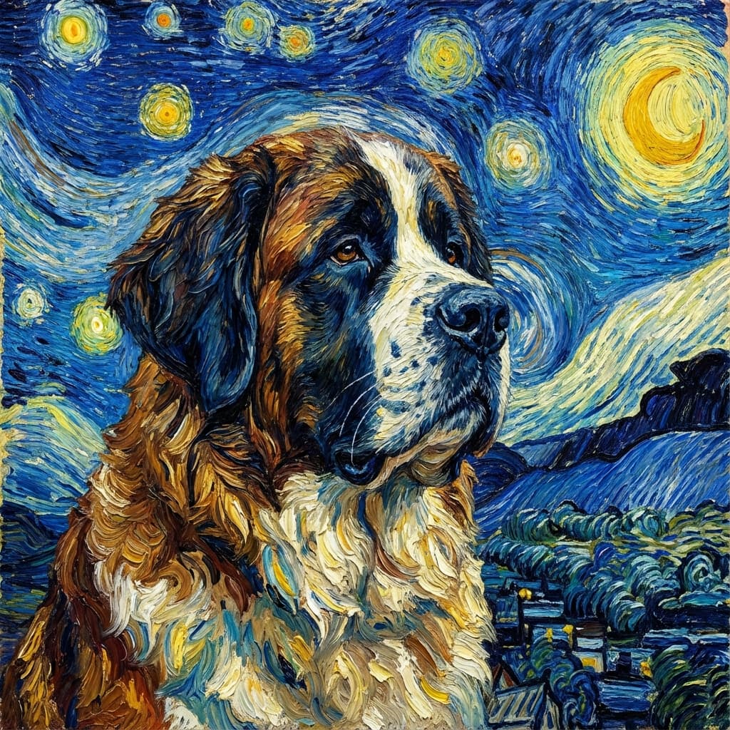 Saint Bernard in Van Gogh style