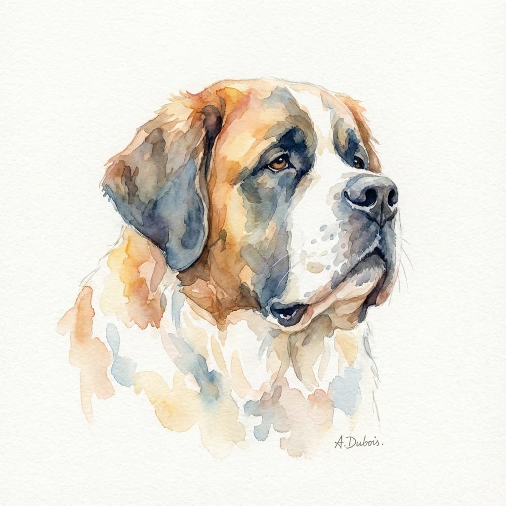 Saint Bernard in Watercolor style
