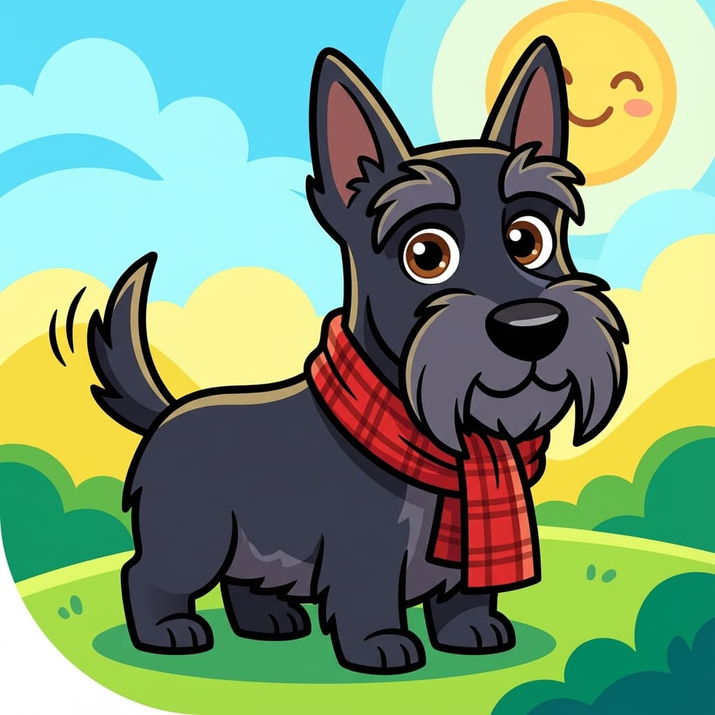 Scottish Terrier in Cartoon style