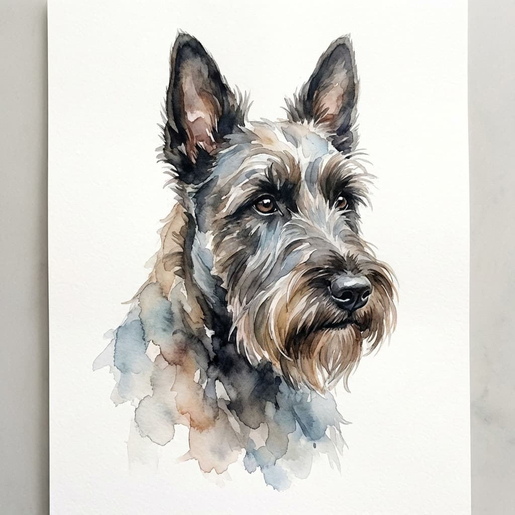 Scottish Terrier in Watercolor style