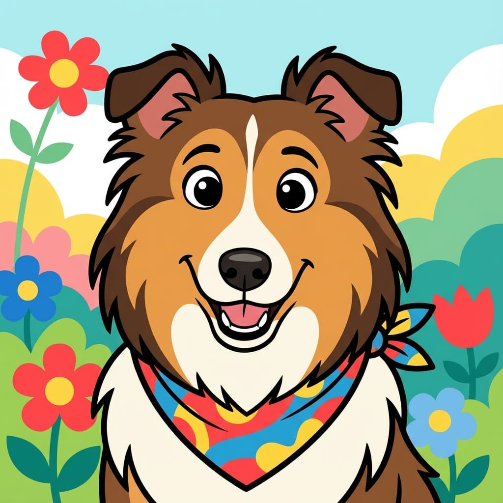 Shetland Sheepdog in Cartoon style