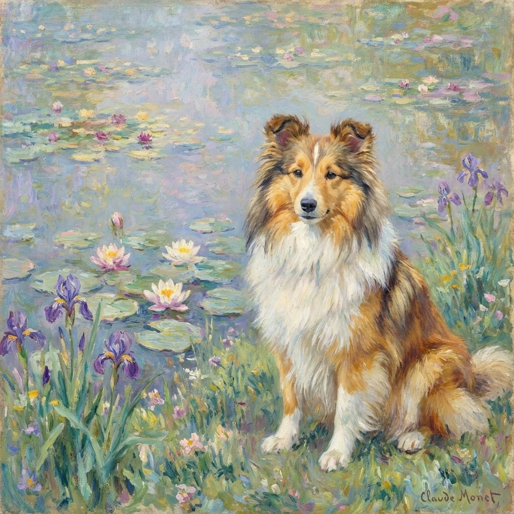 Shetland Sheepdog in Monet style