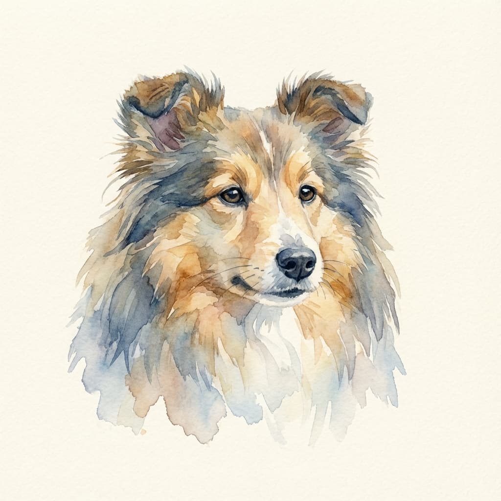 Shetland Sheepdog in Watercolor style