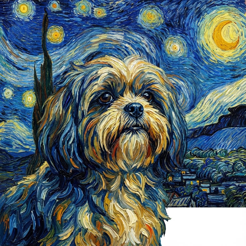 Shih Tzu in Van Gogh style