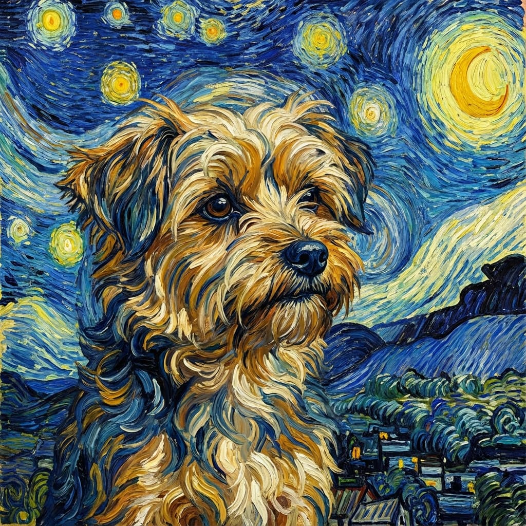 Shorkie in Van Gogh style