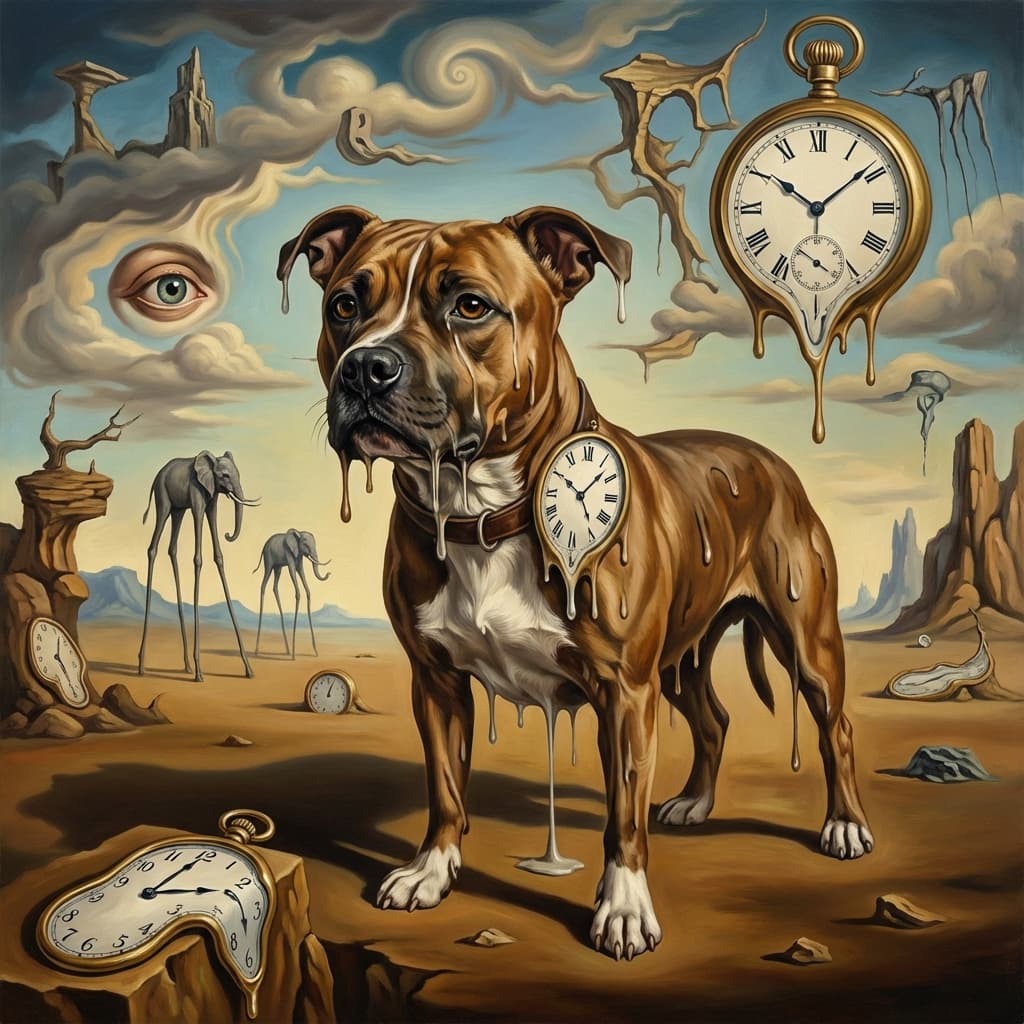 Staffordshire Bull Terrier in Dali style
