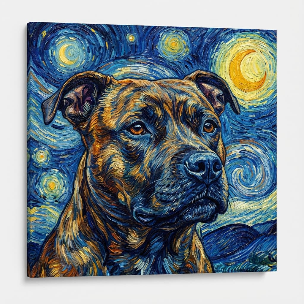 Staffordshire Bull Terrier in Van Gogh style