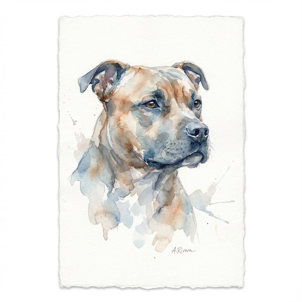 Staffordshire Bull Terrier in Watercolor style