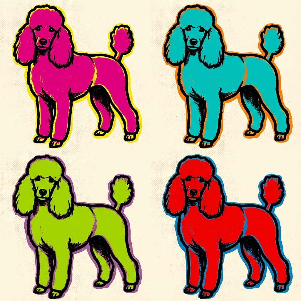 Standard Poodle in Warhol style