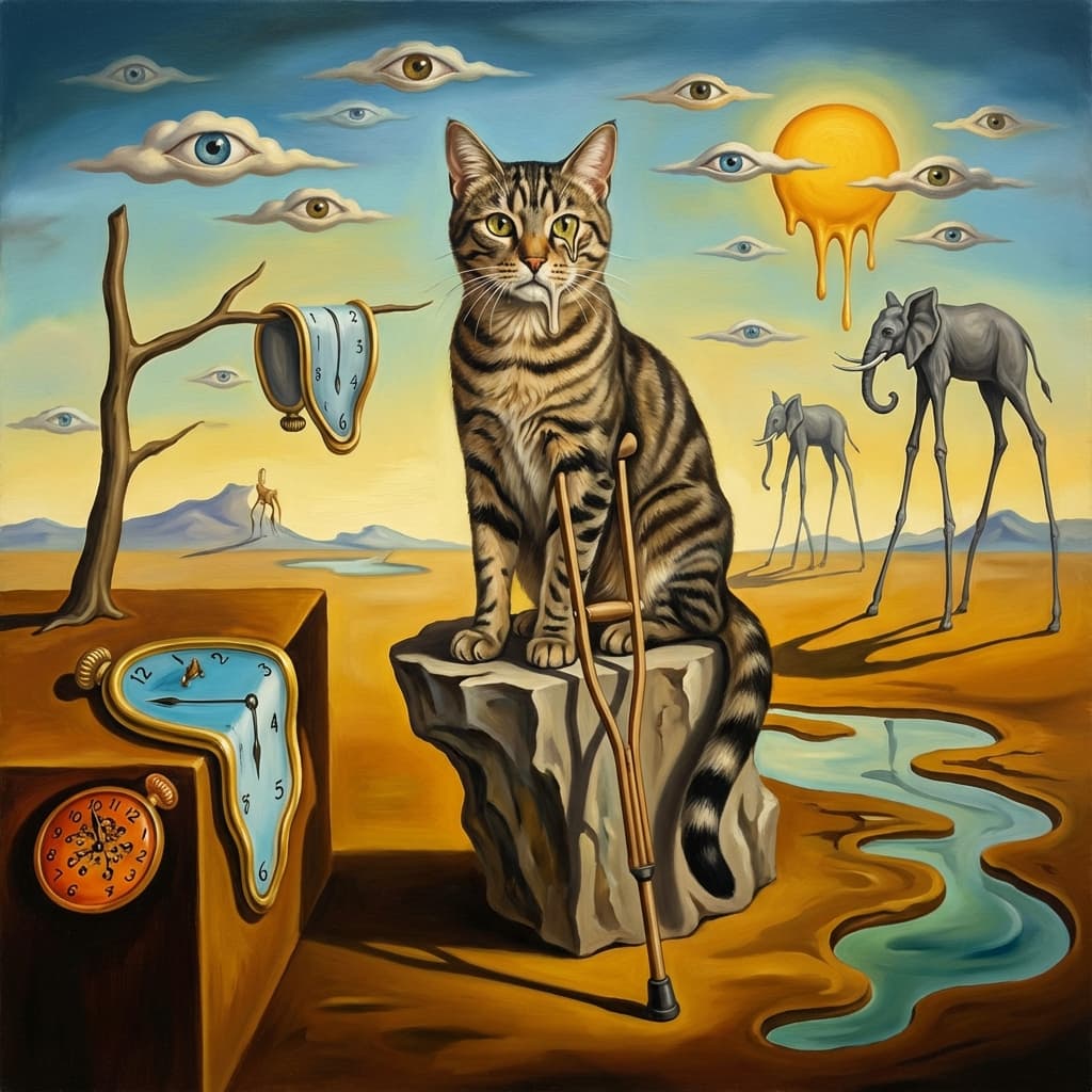 Tabby Cat in Dali style