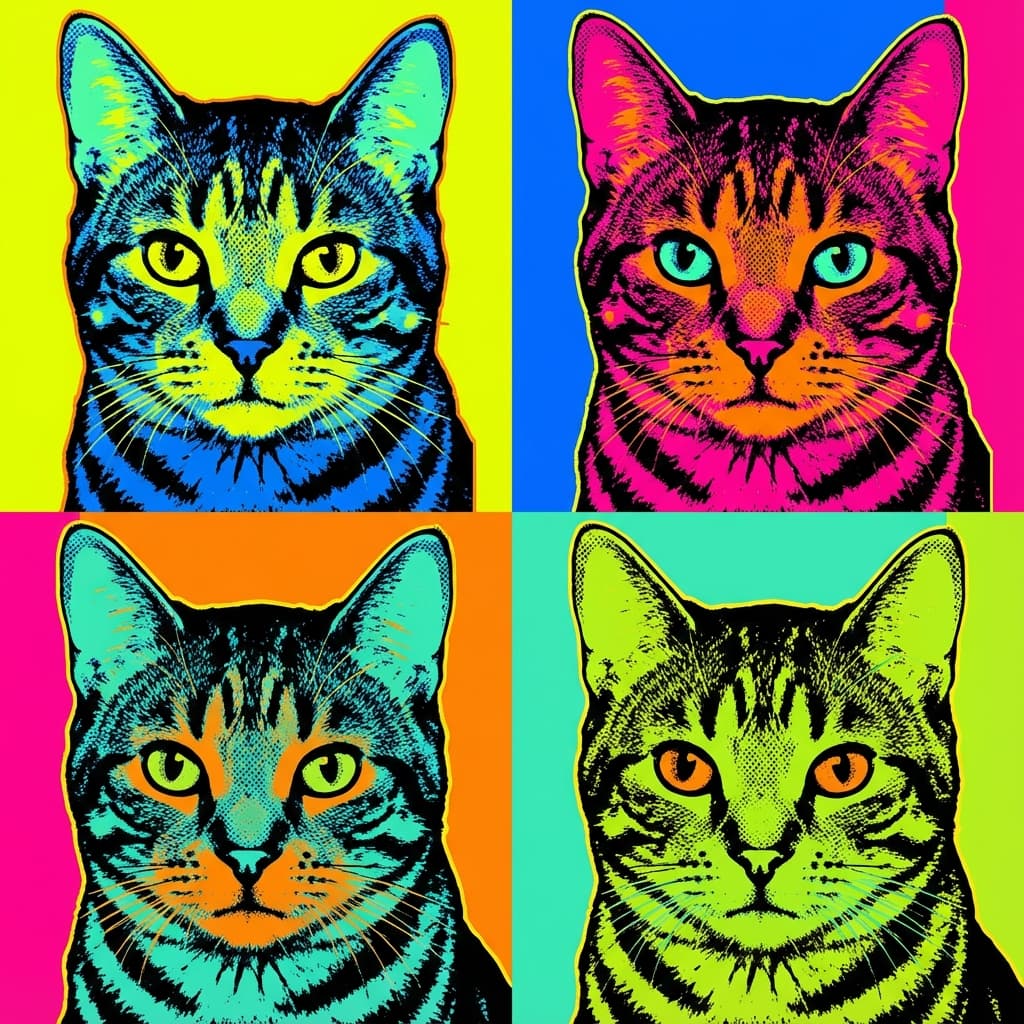 Tabby Cat in Warhol style