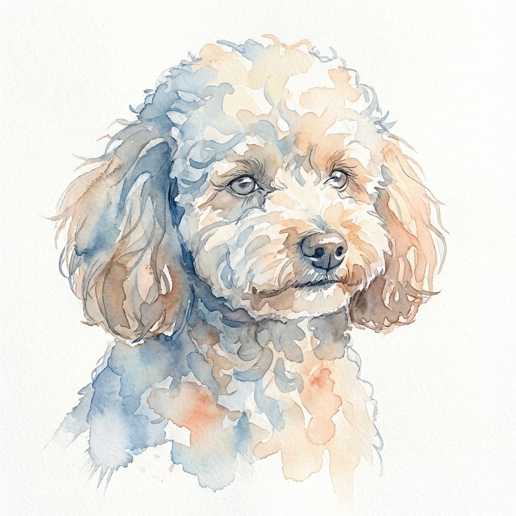 Toy Poodle in Watercolor style