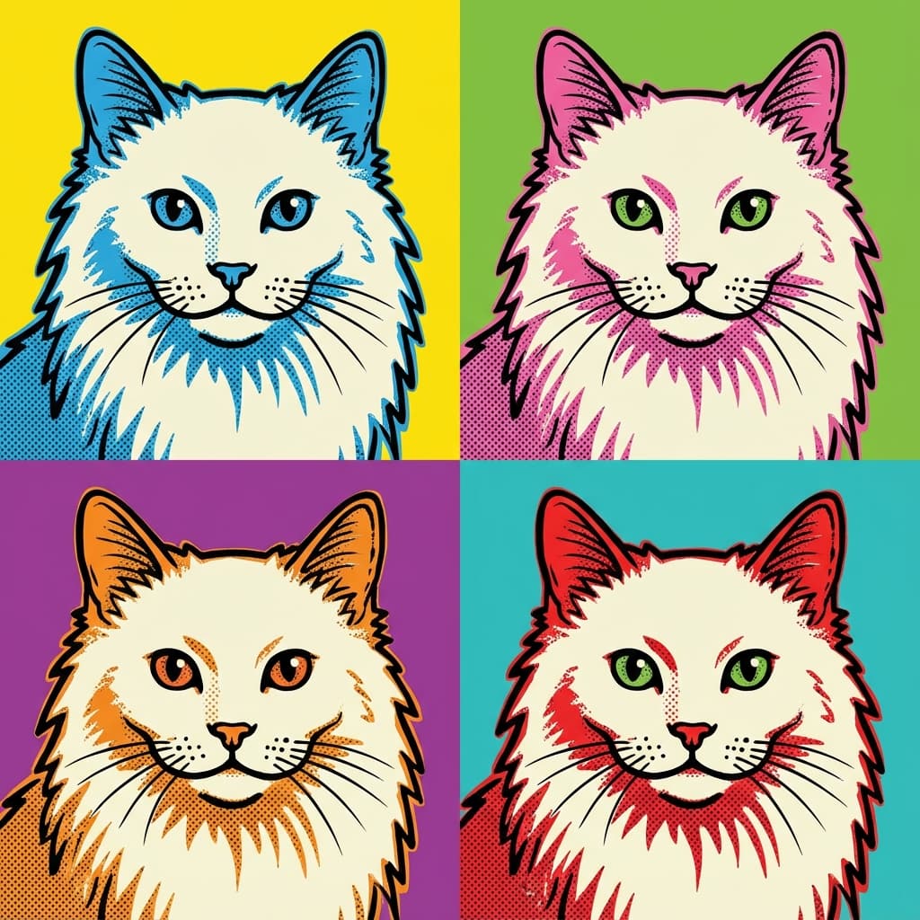 Turkish Angora in Warhol style