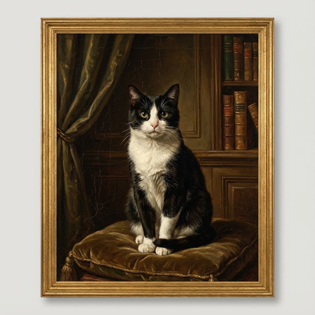 Tuxedo Cat in Renaissance style