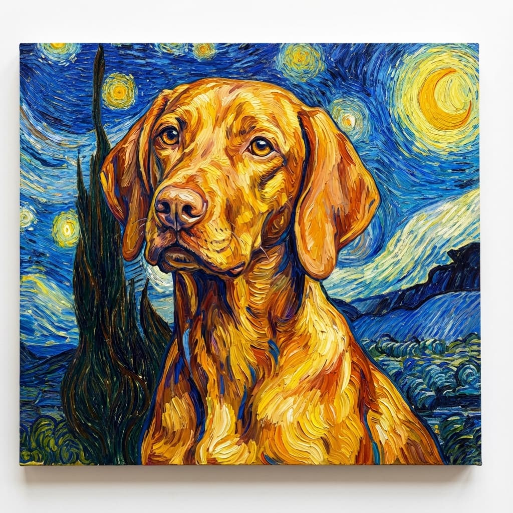Vizsla in Van Gogh style