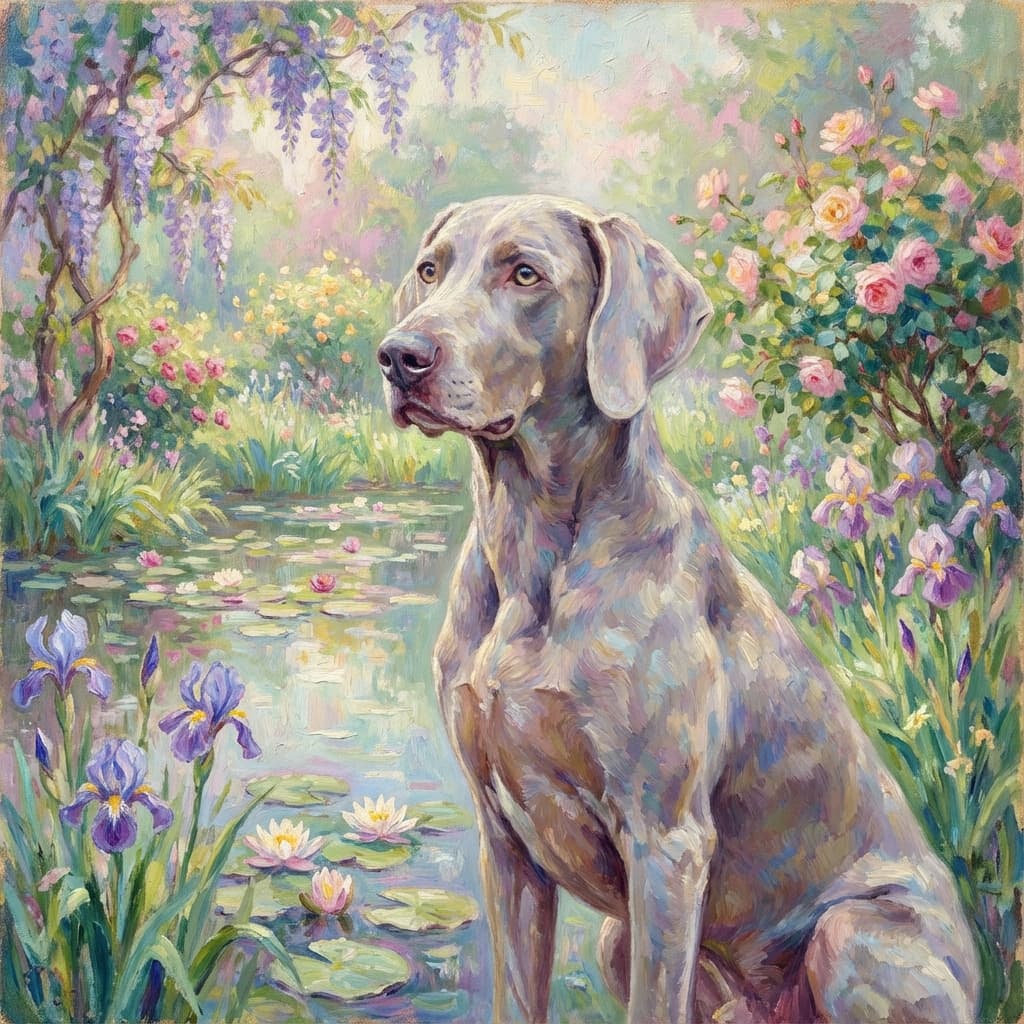 Weimaraner in Monet style