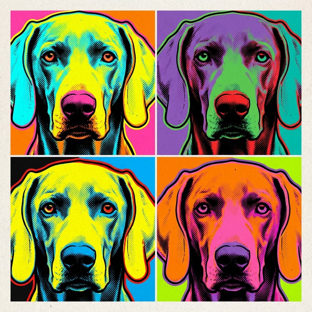 Weimaraner in Warhol style