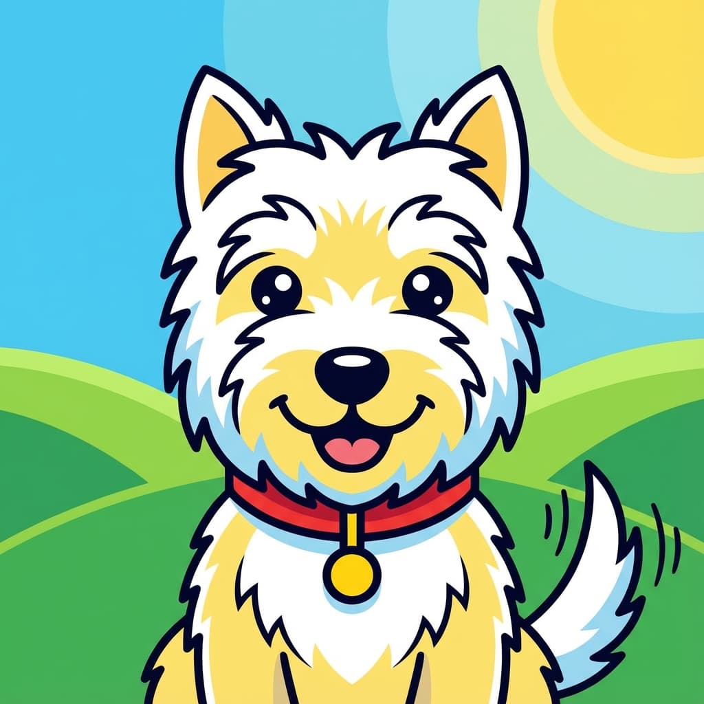 West Highland White Terrier in Cartoon style
